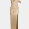 Cut Out One Shoulder Sleeveless Midi Dress>MICAS Outlet