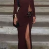 3D Floral Slit Long Sleeve Maxi Dress>MICAS Fashion
