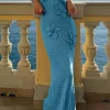 3D Flower Crossed Knit Maxi Dress>MICAS Outlet