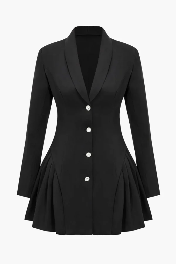 Deep V-neck Long Sleeve Suit Dress>MICAS Online