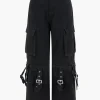 Denim Belted High Waist Multiple Pocket Jeans>MICAS New