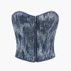 Denim Corset Sequin Zipper Tube Top>MICAS Best