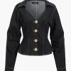 Denim Metallic Button Outerwear>MICAS Hot