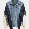 Denim Patchwork Button Pocket Long-Sleeve Coat>MICAS Outlet