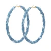 Distressed Denim Hoop Earrings>MICAS Best