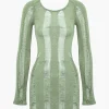Distressed Ladder Backless Mini Dress>MICAS Hot