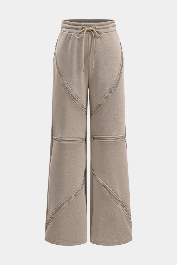Drawstrings Zipper Wide Leg Trousers>MICAS Sale