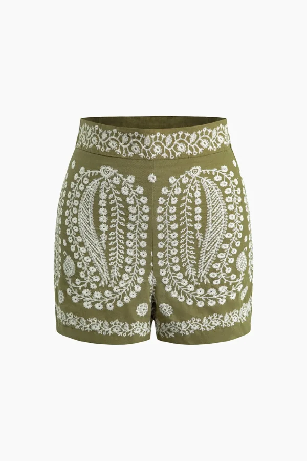 Embroidered High-Waist Shorts>MICAS New