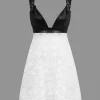 Faux Leather Appliques Sleeveless Mini Dress>MICAS Outlet