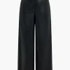 Faux Leather Asymmetrical Patchwork Trousers>MICAS Outlet