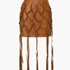 Faux Leather Braiding Fringe Mini Skirt>MICAS Fashion