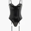 Faux Leather Cut Out Lingerie Garter Set>MICAS Hot