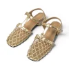Faux Leather Cut Out Square Toe Low Heel Sandals>MICAS New