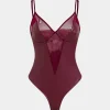 Faux Leather Mesh Patchwork Sleeveless Bodysuit>MICAS Outlet