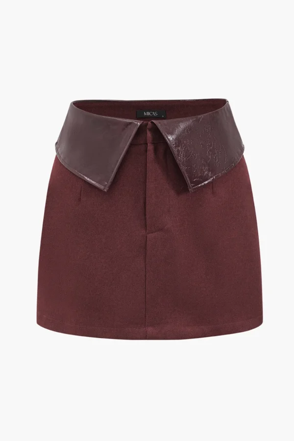 Faux Leather Patchwork Mini Skirt>MICAS Discount