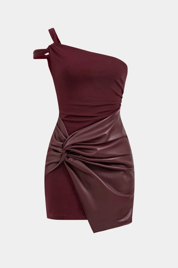 Faux Leather Patchwork Mini Dress>MICAS Clearance