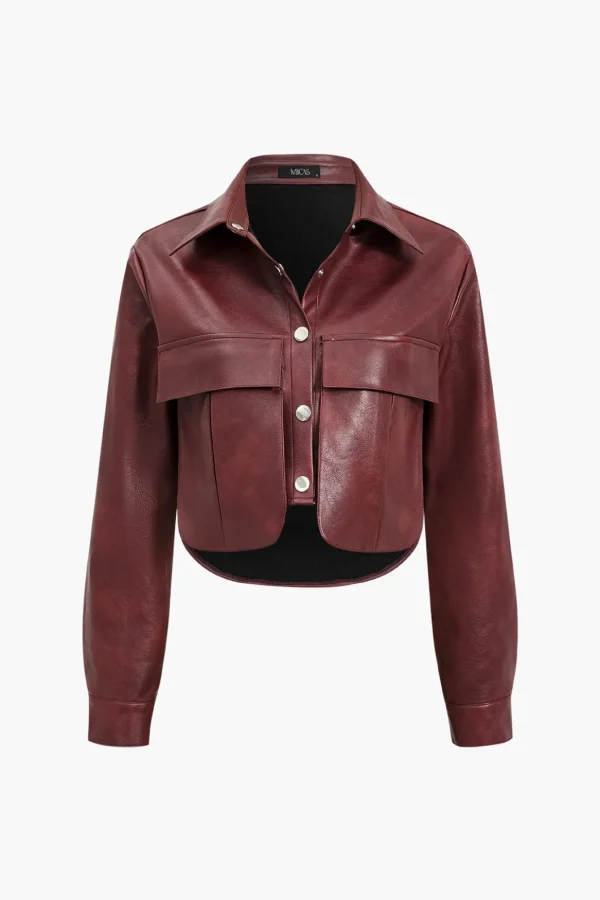 Faux Leather Pocket Jacket>MICAS Hot