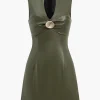 Faux Leather Sleeveless Mini Dress>MICAS New