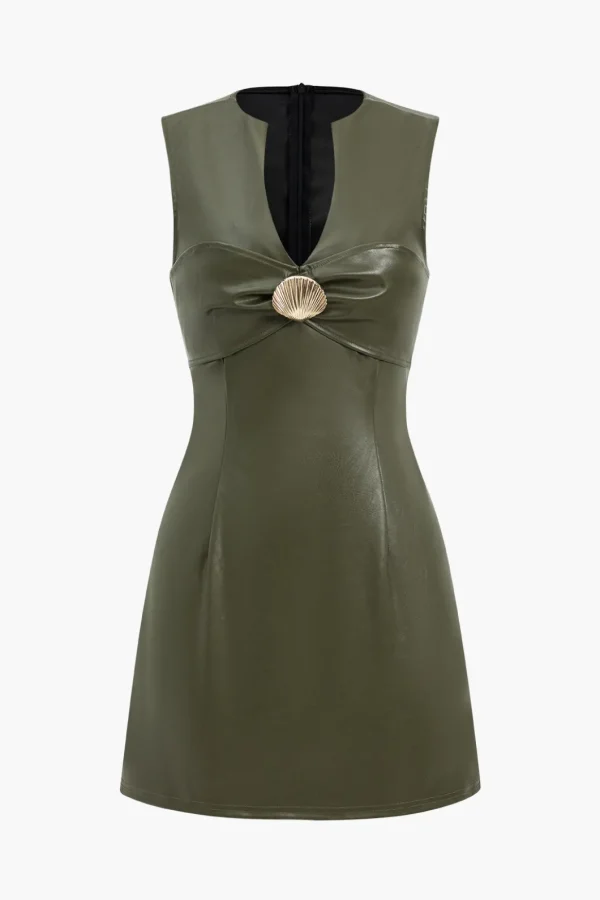 Faux Leather Sleeveless Mini Dress>MICAS New