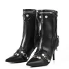Faux Leather Studded Pointed Toe Ankle Boots>MICAS Discount