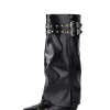 Faux Leather Studded Pointed Toe Mid Calf Boots>MICAS Discount