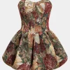 Floral Jacquard Strapless Sleeveless Mini Dress>MICAS Online