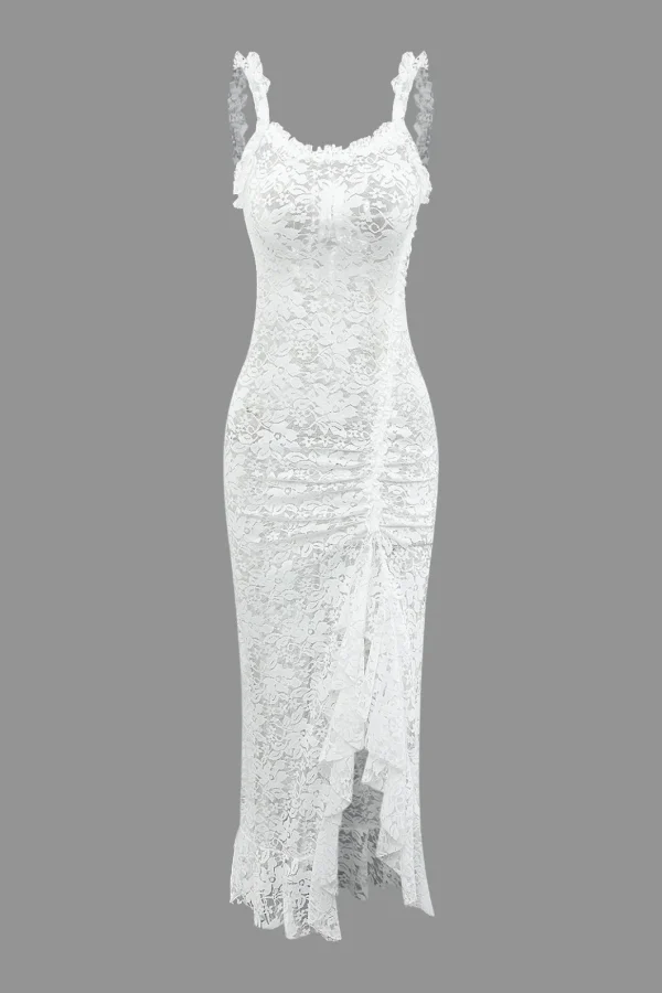Floral Lace Tie Back Slit Maxi Dress>MICAS Sale