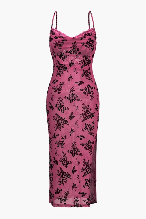 Floral Mesh Backless Cut Out Mini Dress>MICAS Best
