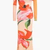 Floral Print Long Sleeve Off-Shoulder Maxi Dress>MICAS Best