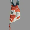Floral Print Ruffle Backless V-neck Halter Mini Dress>MICAS Clearance