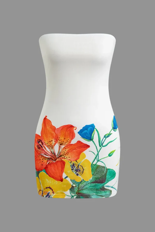 Floral Print Strapless Mini Dress>MICAS Best