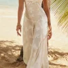 Flower Textured Braided Tie Back Slip Maxi Dress>MICAS Sale