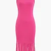 Fringe Hem Sleeveless Midi Dress>MICAS Sale