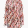 Fringe Long Sleeve Mesh Mini Dress>MICAS Fashion