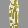 Geometric Pattern Strapless Knit Maxi Dress>MICAS Best