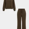 Half Zip Drawstring Wide Leg Pants Set>MICAS Fashion