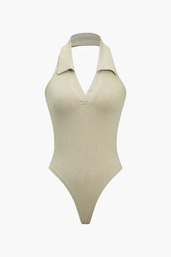 Halter Backless Polo Collar Bodysuit>MICAS Discount