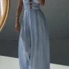 Halter Neck Cut Out Sleeveless Maxi Dress>MICAS Outlet