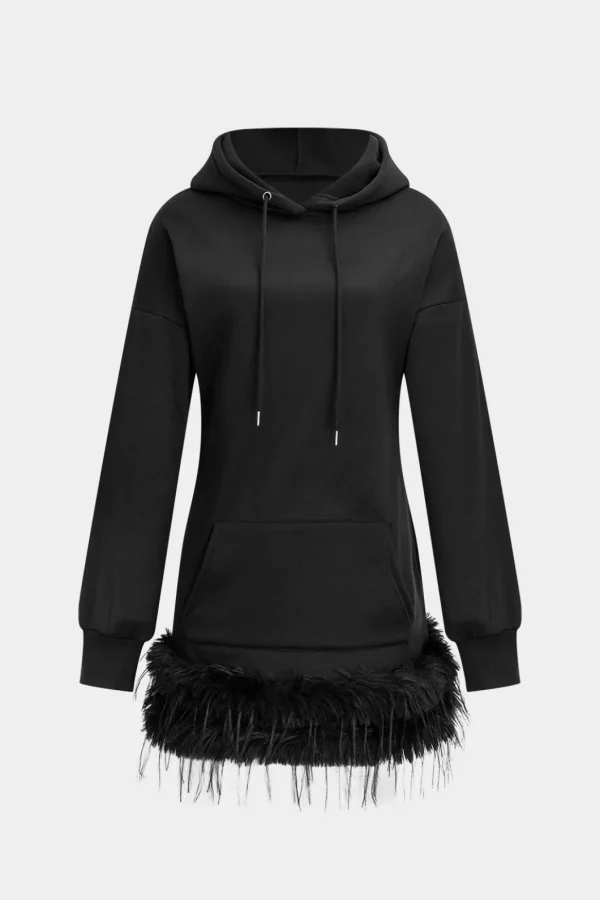 Hooded Pocket Long Sleeve Mini Dress>MICAS New