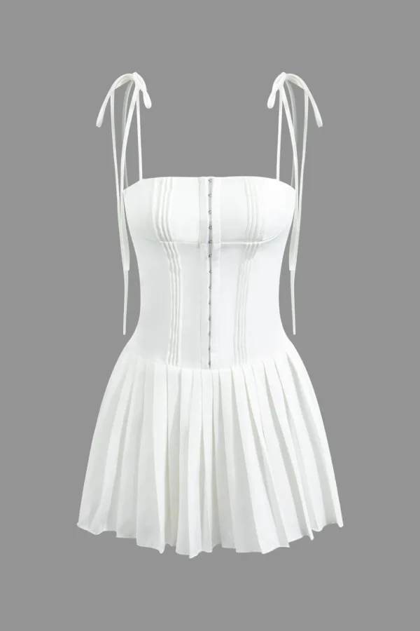 Hook And Eye Front Zip Up Back Pleated Cami Mini Dress>MICAS Discount