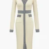 Illusion Pattern Print Pocket Long-Sleeve Sweater Dress>MICAS Sale