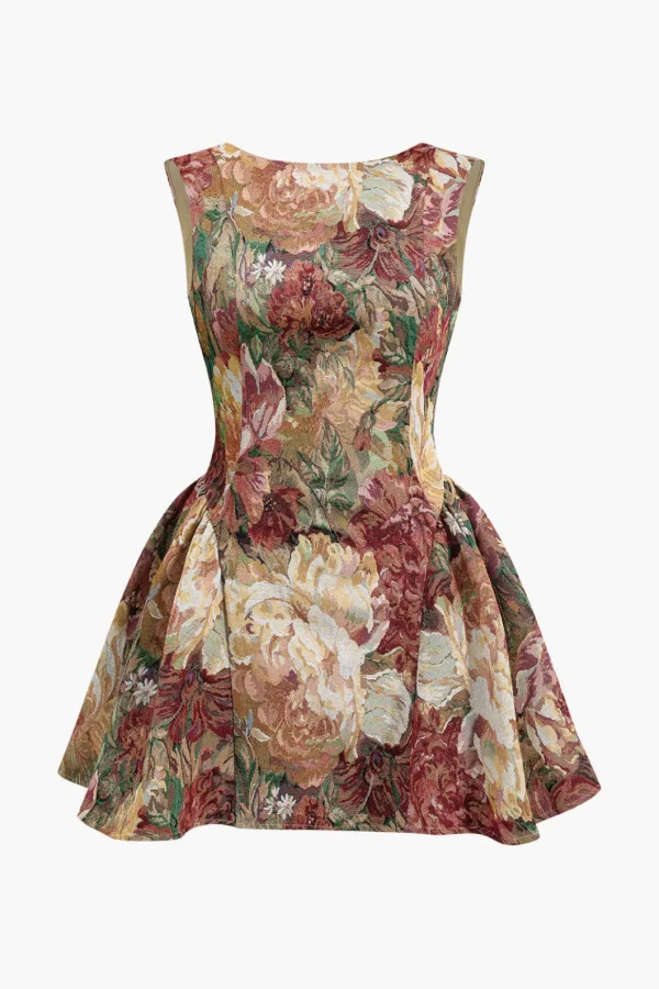 Jacquard Ruched Sleeveless Mini Dress>MICAS Outlet