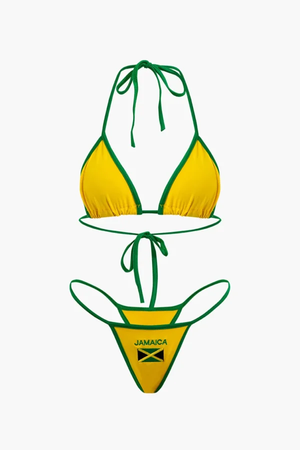 JAMAICA Embroidered Contrast Bikini Set>MICAS New