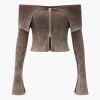 Knit Bell Sleeves Zipper Long-Sleeve Top>MICAS New
