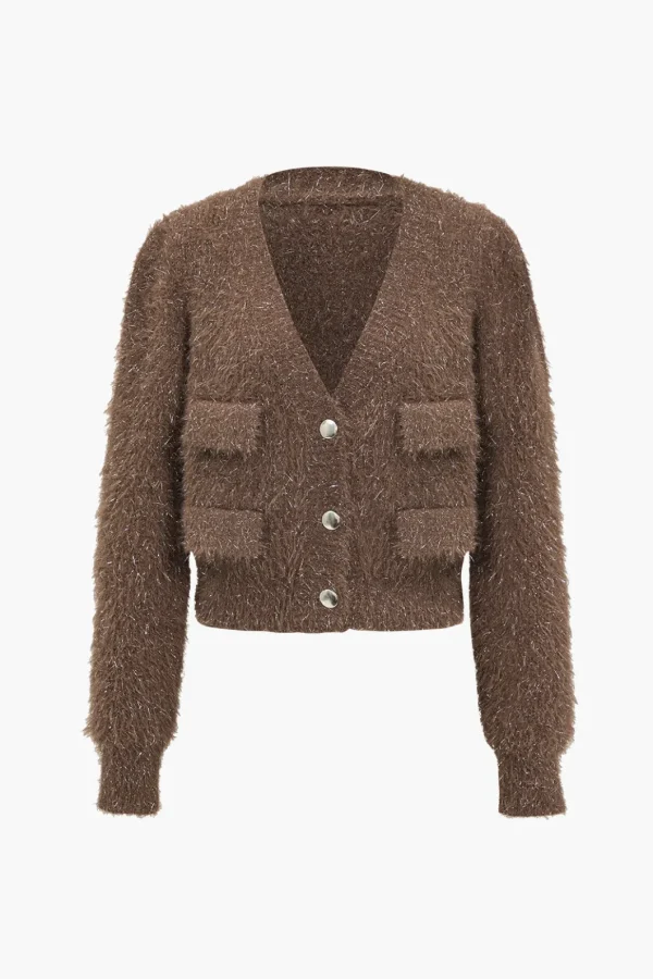 Knit Button Pocket Sweater Cardigan>MICAS Hot