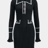Knit Button Ruffles Bell Sleeve Mini Dress>MICAS Discount