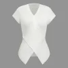 Knit Crossed Asymmetrical Short-Sleeve Top>MICAS Outlet