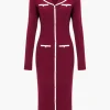 Knit Long Sleeve Button Pocket Dress>MICAS Clearance
