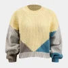 Knit Patchwork Round Neck Long-Sleeve Top>MICAS New