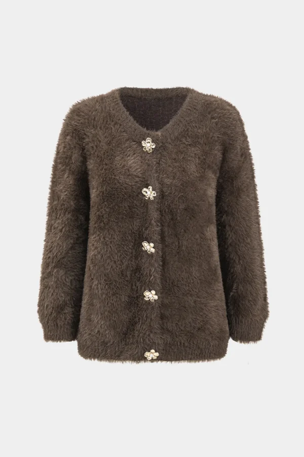 Knitted Button Long-Sleeve Cardigan>MICAS New